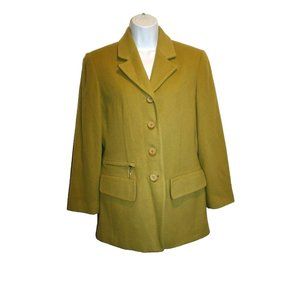 Louben  Women’s Jacket Blazer Size 6 Pea Green Button Front W/ Pockets